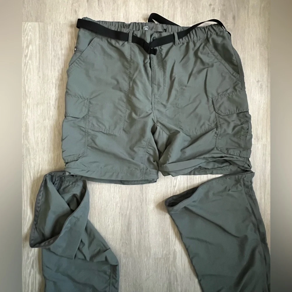 REI Convertible Cargo Men's Gray Pants UPF 50 XXL 28L with belt - Picture 5 of 10